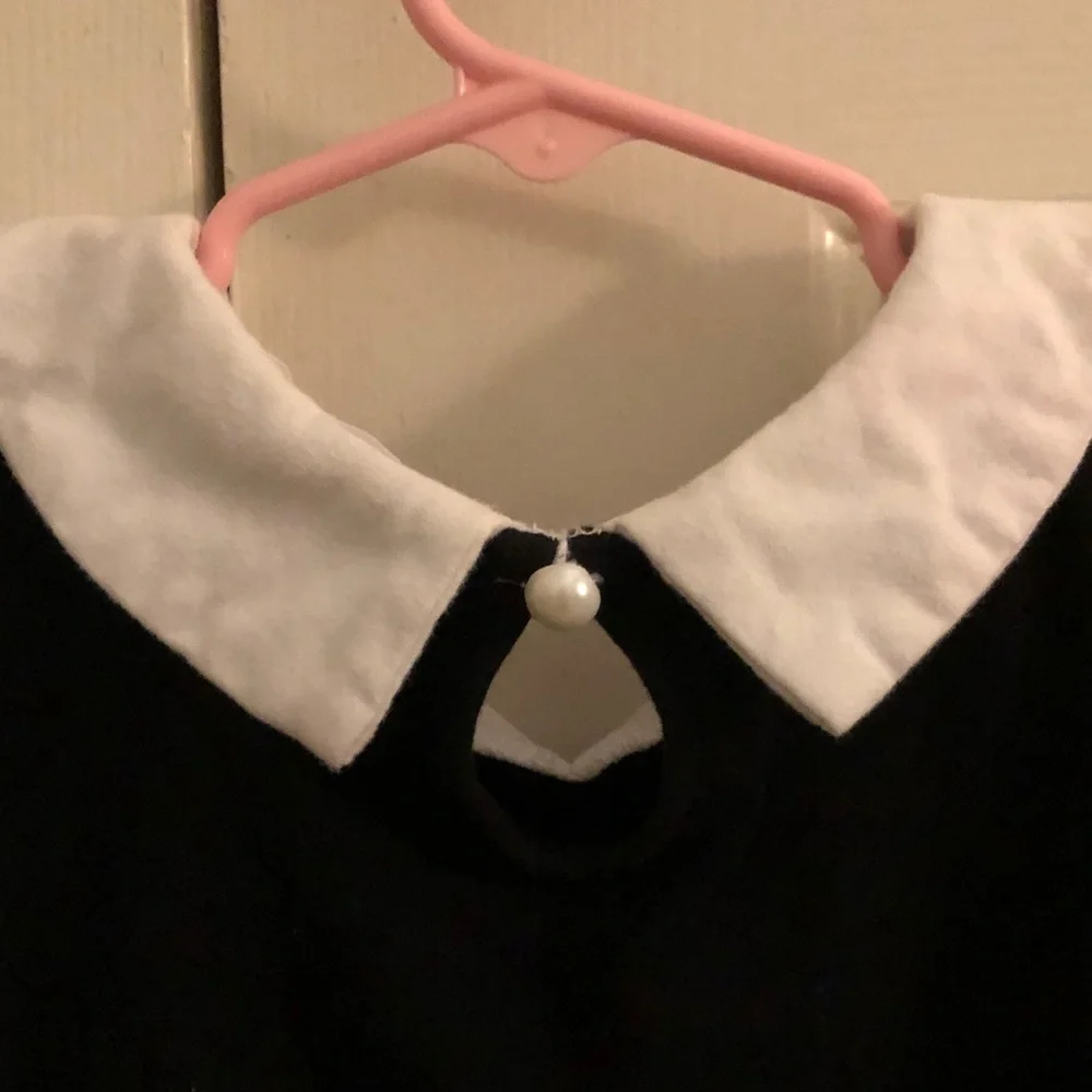 Girl’s Wednesday Addams Black Dress with white collar